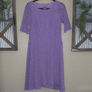 Rabbit Rabbit Rabbit Pastel Purple A-Line Lace Midi Dress
